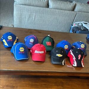 Nascar Blue and Red Racing Hats Collection